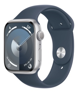 Viedpulksteni Apple Watch Series 9 GPS 45mm Silver Aluminium Case with Storm Blue Sport Band - S/M  Hover