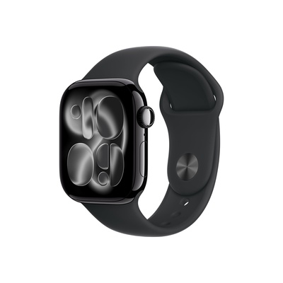 Viedpulksteni Apple Watch Series 11 GPS + Cellular 42mm Jet Black Aluminium Case with Black Sport Band - M/L | Apple