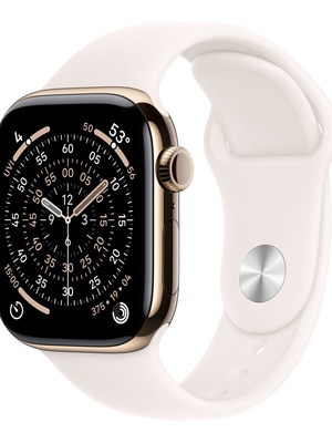 Viedpulksteni Apple Watch Series 11 GPS + Cellular 42mm Gold Titanium Case with Light Blush Sport Band - M/L | Apple  Hover