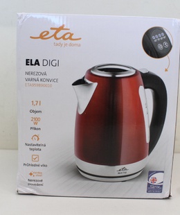 Tējkanna SALE OUT. ETA | Kettle | Ela Digi ETA959890010 | Electric | 2200 W | 1.7 L | Stainless steel | 360° rotational base | Red | DAMAGED PACKAGING  Hover