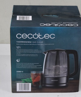 Tējkanna SALE OUT. Cecotec ThermoSense 340 Clear Electric kettle | Cecotec Kettle | ThermoSense 340 Clear | Electric | 2200 W | 1.7 L | Glass | 360° rotational base | Clear | DAMAGED PACKAGING  Hover
