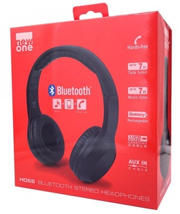 Austiņas New-One | Headphones | HD 68 | Wireless | Bluetooth | Black  Hover