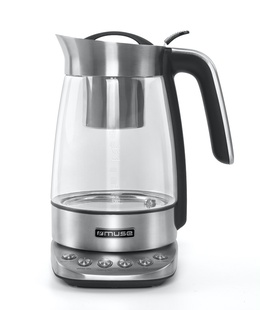 Tējkanna Muse MS-320T | Tea Kettle | 2200 W | 1.2 L | Stainless steel | 360° rotational base | Stainless steel/Black  Hover