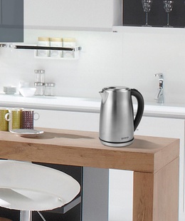 Tējkanna Gorenje | Kettle | K17S | Electric | 2000 W | 1.7 L | Stainless steel | 360° rotational base | Stainless steel  Hover