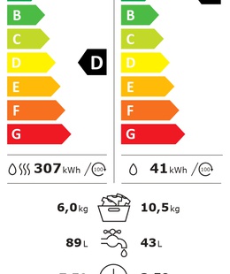 Veļas mazgājamā  mašīna Gorenje Washing Machine with Dryer | WD2PA1X64ADW | Energy efficiency class A/D | Front loading | Washing capacity 10.5 kg | 1400 RPM | Depth 59 cm | Width 60 cm | Display | LED | Drying system | Drying capacity 6 kg | Steam function | Wi-Fi | White  Hover