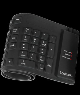 Tastatūra Logilink | Flexible waterproof Keyboard USB + PS/2 | ID0019A | Flexible keyboard | Wired | DE | Black  Hover