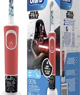 Birste Oral-B | Electric Toothbrush with Disney Stickers | D100 Star Wars | Rechargeable | For kids | Number of brush heads included 2 | Number of teeth brushing modes 2 | Red  Hover