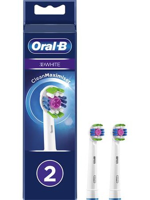 Birste Oral-B | EB18 RB-2 3D White | Replacement Head with CleanMaximiser Technology | Heads | For adults | Number of brush heads included 2 | Number of teeth brushing modes Does not apply | White  Hover