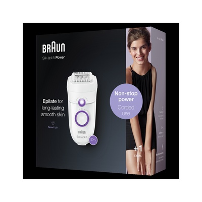 Epilātors Braun | Epilator | SE5505P Silk-epil | Operating time (max)  min | Bulb lifetime (flashes) | Number of power levels | White