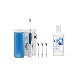 Birste OxyJet Oral Irrigator Pack with Mouthwash | 600 ml | Number of heads 4 | White/Blue