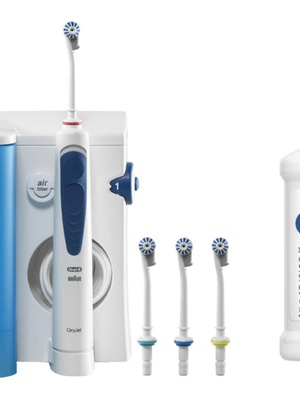 Birste OxyJet Oral Irrigator Pack with Mouthwash | 600 ml | Number of heads 4 | White/Blue  Hover
