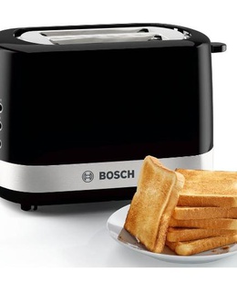 Tosteris Bosch | TAT7403 | Toaster | Power 800 W | Number of slots 2 | Housing material Plastic | Black/Stainless steel  Hover