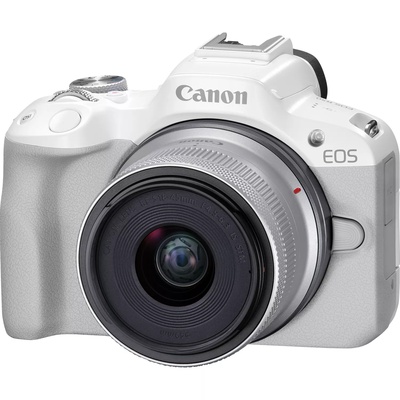  Canon | EOS R50 WH + RF-S 18-45mm F4.5-6.3 IS STM (SIP) | Megapixel 24.2 MP | Image stabilizer | ISO sensitivity (max) 32000 | Display diagonal 2.95  | Wi-Fi | Video recording | Automatic