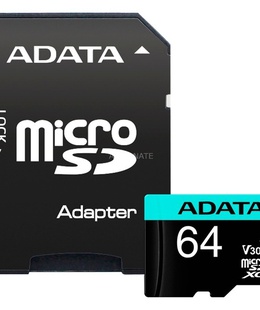  ADATA | Premier Pro UHS-I U3 V30S | 64 GB | MicroSDXC | Flash memory class 10 | Adapter  Hover