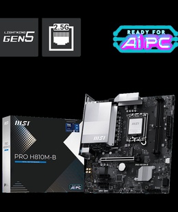  MSI PRO H810M-B | Processor family Intel H810 | Processor socket LGA1851 | DDR5 | Supported hard disk drive interfaces SATA  Hover