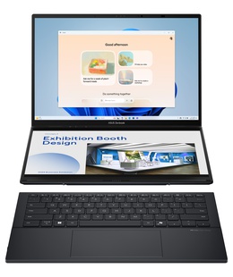  Asus | Zenbook | Duo UX8406CA-PZ009W | Basalt Gray | 14  | OLED | Touchscreen | 3K | 2880 x 1800 pixels | Glossy | Intel Core Ultra 9 | 285H | 32 GB | LPDDR5X | Solid-state drive capacity 2000 GB | Intel Arc Graphics | Windows 11 Home | 802.11be | Bluetooth version 5.4 | Keyboard language English  Hover