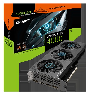  Gigabyte | GV-N4060EAGLE OC-8GD 1.0 | NVIDIA | 8 GB | GeForce RTX 4060 | GDDR6 | HDMI ports quantity 2 | PCI-E 4.0 | Memory clock speed 17000 MHz