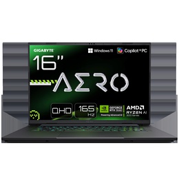  Gigabyte AERO X16 1VH-93EEC94AH | 16  | IPS | QHD+ | 165 Hz | AMD Ryzen Al 7 | 350 | 16 GB | DDR5 | Solid-state drive capacity 1000 GB | NVIDIA GeForce RTX 5060 | GDDR7 | 8 GB | Windows 11 Home | 802.11ax | Bluetooth version 5.2 | Keyboard language US international | Keyboard backlit | Warranty 24 month(s)
