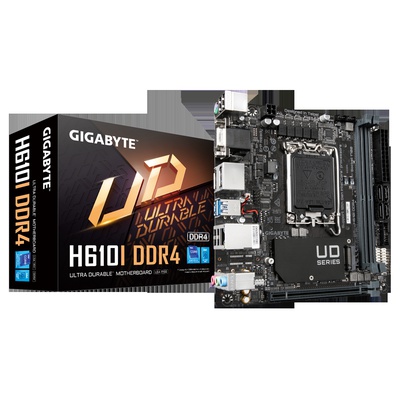  Gigabyte | H610I DDR4 1.0 M/B | Processor family Intel | Processor socket  LGA1700 | DDR4 DIMM | Memory slots 2 | Supported hard disk drive interfaces 	SATA