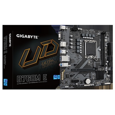  Gigabyte B760M E | Processor family Intel | Processor socket LGA1700 | DDR5 | Supported hard disk drive interfaces M.2