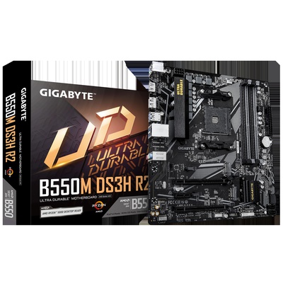  Gigabyte B550M DS3H R2 | Processor family AMD | Processor socket AM4 | DDR4 DIMM | Supported hard disk drive interfaces SATA