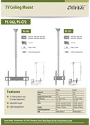  Sunne | Ceiling mount | PL-C62 | Tilt | 37-70  | Maximum weight (capacity) 50 kg | Silver Hover