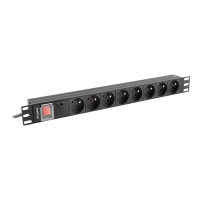  Lanberg Power Distribution Unit (PDU) 19 1U 16A 2m 8x French Outlets | PDU-08E-0200-BK