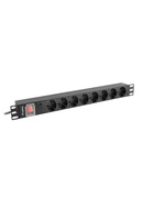  Lanberg Power Distribution unit (PDU) 19 1U 16A 2m 8X Schuko oulets | PDU-08F-0200-BK Hover
