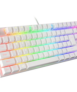 Tastatūra Genesis | THOR 303 TKL | Gaming keyboard | RGB LED light | US | White | Wired | 1.8 m | Brown Switch  Hover
