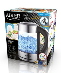 Tējkanna Adler | Kettle | AD 1247 NEW | With electronic control | 1850 - 2200 W | 1.7 L | Stainless steel  Hover