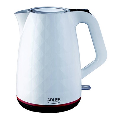 Tējkanna Adler | Kettle | AD 1277 | Standard | 2200 W | 1.7 L | Plastic | 360° rotational base | White