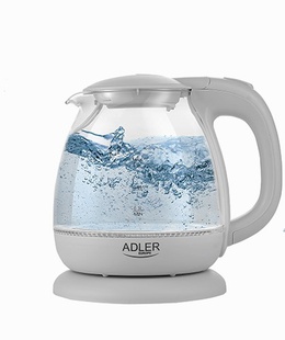 Tējkanna Adler | Kettle | AD 1283G | Standard | 1100 W | 1 L | Plastic/Glass | 360° rotational base | Grey  Hover