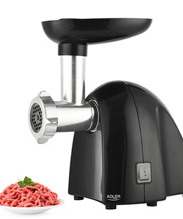 Gaļas maļamās mašīna Adler | Meat mincer | AD 4811 | Black | 600 W | Number of speeds 1 | Throughput (kg/min) 1.8 | 3 replaceable sieves: 3mm for grinding poppies and preparing meat and vegetable stuffing; 5mm for meatballs  Hover