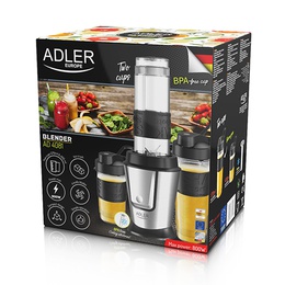Blenderis Adler | Blender | AD 4081 | Tabletop | 800 W | Jar material BPA Free Plastic | Jar capacity 0.4 + 0.57 L | Ice crushing | Black/Stainless steel