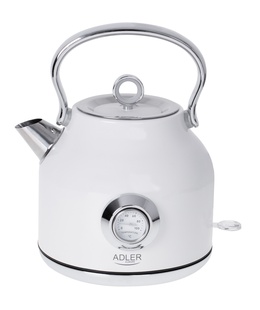 Tējkanna Adler | Kettle with a Thermomete | AD 1346w | Electric | 2200 W | 1.7 L | Stainless steel | 360° rotational base | White  Hover