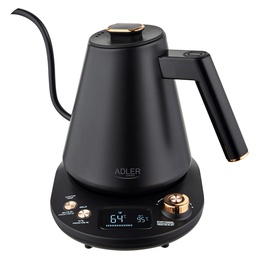 Tējkanna Adler Kettle | AD 1349 | Electric | 1100 W | 1 L | Stainless steel | 360° rotational base | Black/Gold