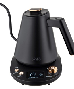 Tējkanna Adler Kettle | AD 1349 | Electric | 1100 W | 1 L | Stainless steel | 360° rotational base | Black/Gold  Hover