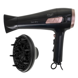Fēns Adler Hair dryer with retractable power cord | AD 2283 | 2400 W | Number of temperature settings 3 | Diffuser nozzle | Black/Golden Rose