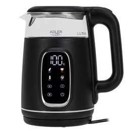 Tējkanna Adler Kettle with LED Display | AD 1305 | Electric | 2200 W | 1.7 L | Plastic | 360° rotational base | Black/Silver