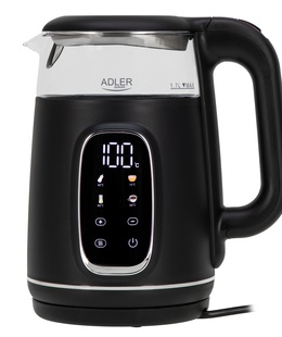 Tējkanna Adler Kettle with LED Display | AD 1305 | Electric | 2200 W | 1.7 L | Plastic | 360° rotational base | Black/Silver  Hover