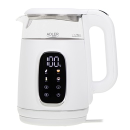 Tējkanna Adler Kettle with LED Display | AD 1305 | Electric | 2200 W | 1.7 L | Plastic | 360° rotational base | White/Silver