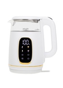 Tējkanna Adler Kettle with LED Display | AD 1305 | Electric | 2200 W | 1.7 L | Plastic | 360° rotational base | White/Gold