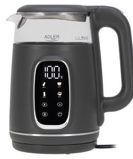 Tējkanna Adler Kettle with LED Display | AD 1305 | Electric | 2200 W | 1.7 L | Plastic | 360° rotational base | Grey  Hover