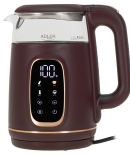 Tējkanna Adler Kettle with LED Display | AD 1305 | Electric | 2200 W | 1.7 L | Plastic | 360° rotational base | Burgundy  Hover