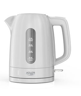Tējkanna Adler Kettle | AD 1380w | Electric | 2200 W | 1 L | Polypropylene | 360° rotational base | White  Hover