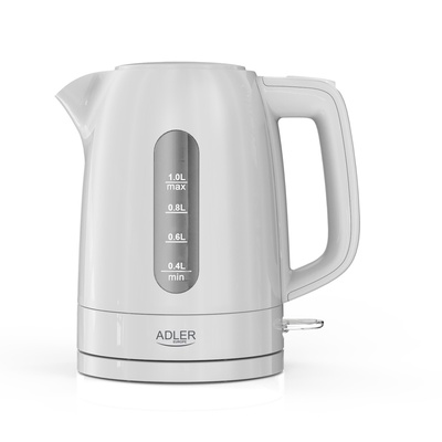 Tējkanna Adler Kettle | AD 1380w | Electric | 2200 W | 1 L | Polypropylene | 360° rotational base | White