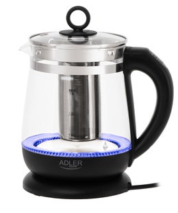 Tējkanna Adler Kettle | AD 1299 | Electric | 2200 W | 1.5 L | Glass | 360° rotational base | Black  Hover