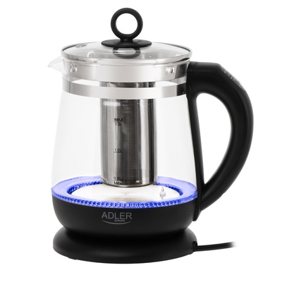 Tējkanna Adler Kettle | AD 1299 | Electric | 2200 W | 1.5 L | Glass | 360° rotational base | Black