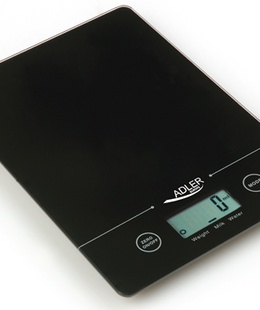 Svari Adler Kitchen scales Adler AD 3138  Maximum weight (capacity) 5 kg Graduation 1 g Display type LCD Black  Hover