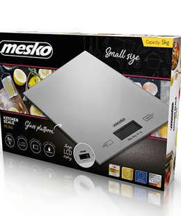 Svari Mesko | Kitchen Scales | MS 3145 | Maximum weight (capacity) 5 kg | Graduation 1 g | Display type LCD | Silver  Hover
